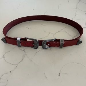 American Eagle Double Buckle Belt Size XS Color Burgundy